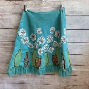 BASIL & MAUDE EMBELLISHED SKIRT IN TEAL